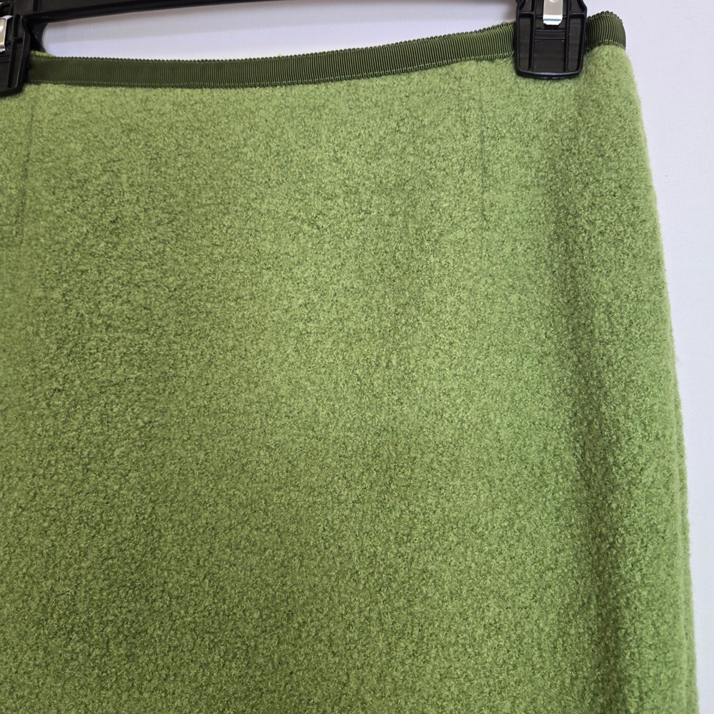 Olsen Europe‎ Wool Mini Pencil Skirt Lined Slit Zipper Green Retro MCM Mod US 2 - Picture 6 of 11